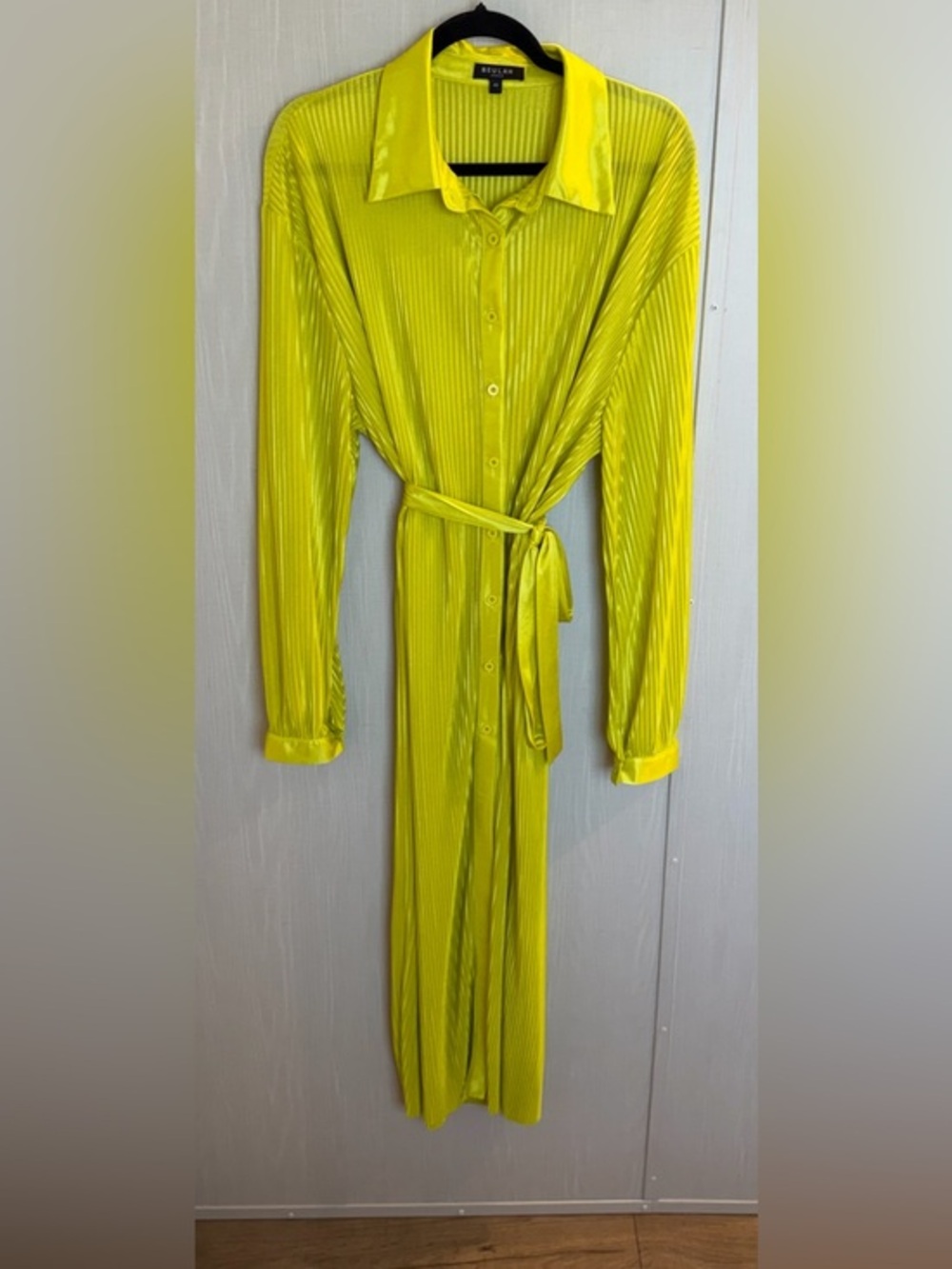 Beulah Long Midi Dress Crinkle Button Front Cottagecore Boho Funky Artsy